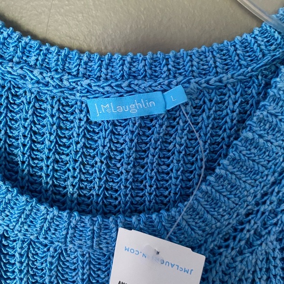 NWT J. MCLAUGHLIN Sweater Vest Blue Amber Woven Top Sleeveless Italian Yarn Sz L - Picture 5 of 9